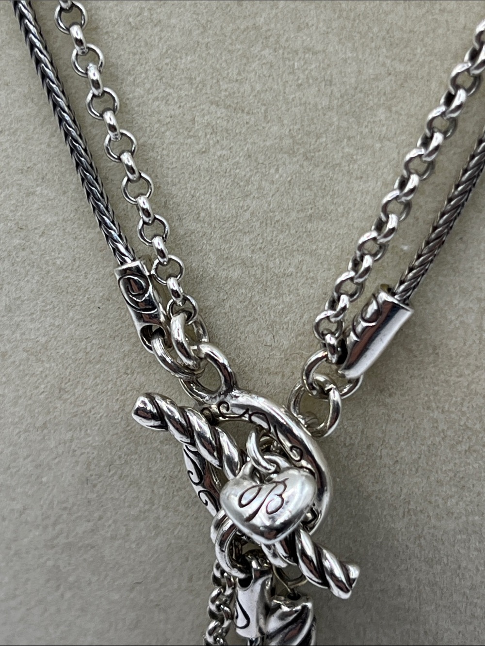 Brighton Kristall Heart Necklace Swarovski Crystals Double Chain Toggle Closure - Picture 6 of 12
